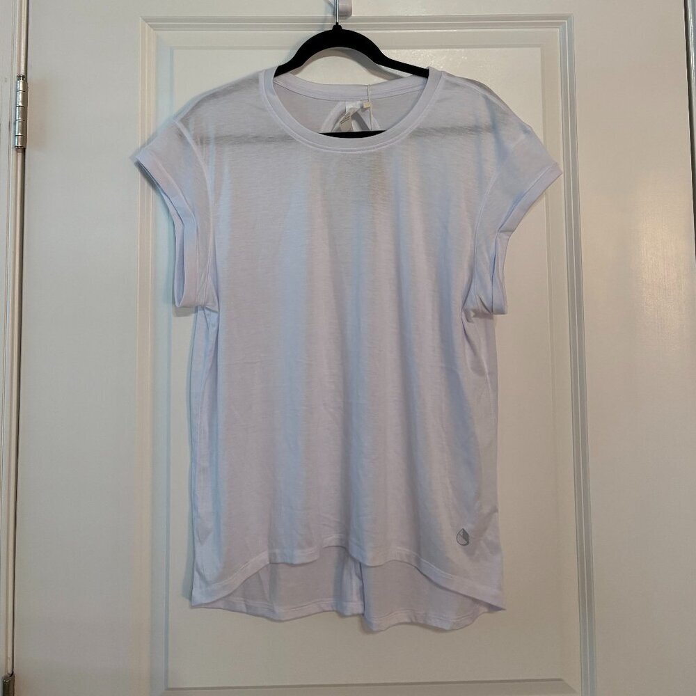 icyzone White Open Back Activewear Exercise Workout Top/Shirt Size Small